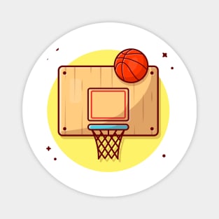 Basket Ball And Ring Cartoon Vector Icon Illustration (2) Magnet